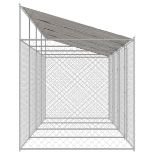 Κλουβί Σκυλιού με Στέγη Ασημί 800 x 200 x 256 εκ. - Pakobazaar