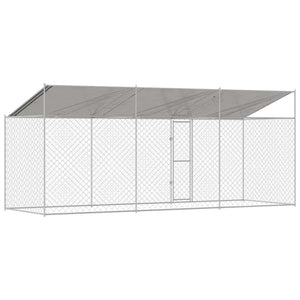 Κλουβί Σκυλιού με Στέγη Ασημί 600 x 200 x 256 εκ. - Pakobazaar