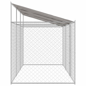 Κλουβί Σκυλιού με Στέγη Ασημί 600 x 200 x 256 εκ. - Pakobazaar