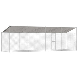 Κλουβί Σκυλιού με Στέγη Ασημί 800 x 200 x 256 εκ. - Pakobazaar