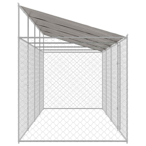 Κλουβί Σκυλιού με Στέγη Ασημί 800 x 200 x 256 εκ. - Pakobazaar
