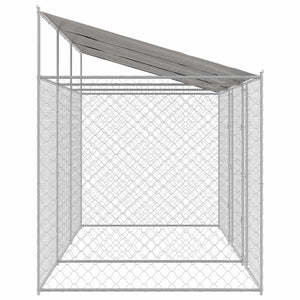 Κλουβί Σκυλιού με Στέγη Ασημί 600 x 200 x 256 εκ. - Pakobazaar