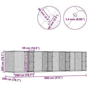 Κλουβί σκύλου Ασημί 800 x 200 x 200 εκ. Επικαλυμμένος Χάλυβας - Pakobazaar