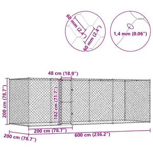 Κλουβί σκύλου Ασημί 600 x 200 x 200 εκ. Επικαλυμμένος Χάλυβας