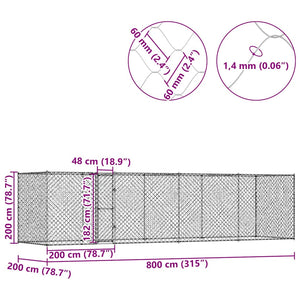 Κλουβί σκύλου Ασημί 800 x 200 x 200 εκ. Επικαλυμμένος Χάλυβας