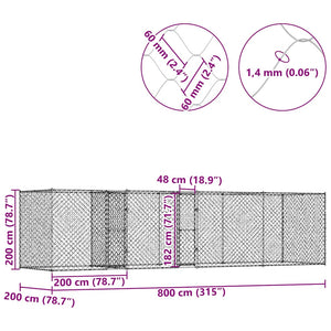 Κλουβί σκύλου Ασημί 800 x 200 x 200 εκ. Επικαλυμμένος Χάλυβας