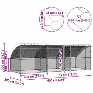 Κλουβί για κότες 3 pcs Ασημί 600 x 200 x 198,5 εκ - Pakobazaar