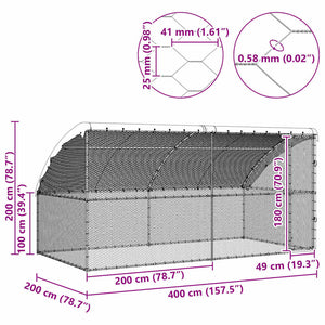 Κλουβί για κότες 2 pcs Ασημί 400 x 200 x 198,5 εκ - Pakobazaar