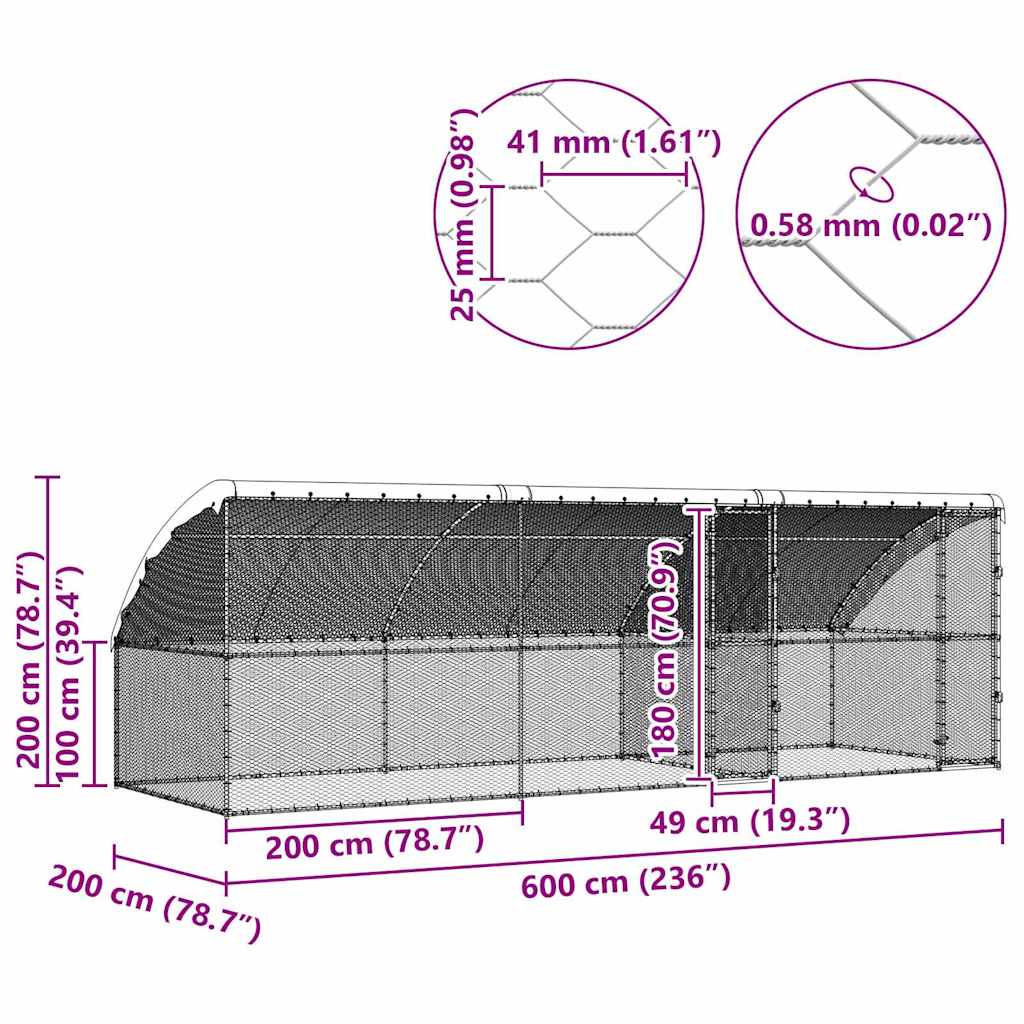 Κλουβί για κότες 3 pcs Ασημί 600 x 200 x 198,5 εκ - Pakobazaar