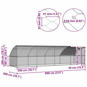 Κλουβί για κότες 4 τμχ. Ασημί 800 x 200 x 200 εκ.