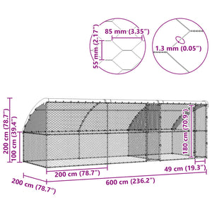 Κλουβί Σκύλου 3 τμχ. Ασημί 6 x 2 x 2 m Γαλβανισμένος χάλυβας