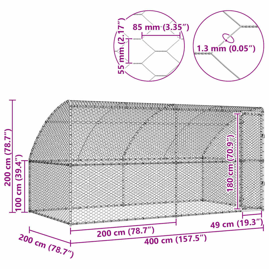 Κλουβί Σκύλου 2 pcs Ασημί 4 x 2 x 2 m Γαλβανισμένος χάλυβας