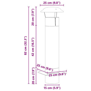 Επέκταση Καμινάδας Ασημί 25 x 25 x 82 εκ. Ανοξείδωτο ατσάλι - Pakobazaar