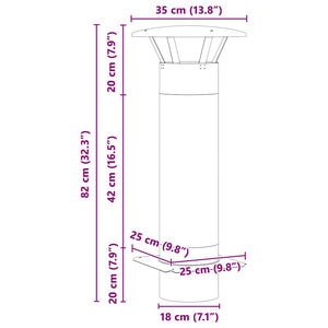 Επέκταση Καμινάδας Ασημί 35 x 35 x 82 εκ. Ανοξείδωτο ατσάλι - Pakobazaar