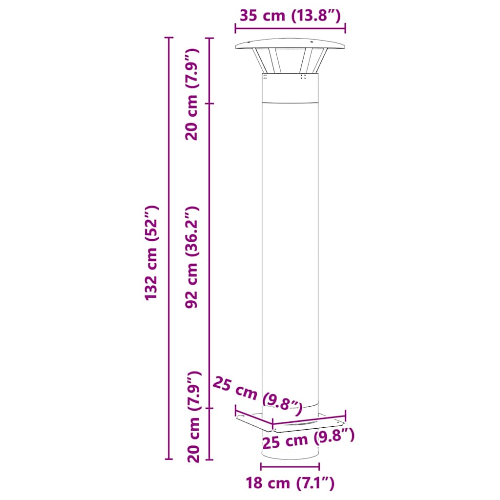 Επέκταση Καμινάδας Ασημί 35 x 35 x 132 εκ Ανοξείδωτο ατσάλι - Pakobazaar