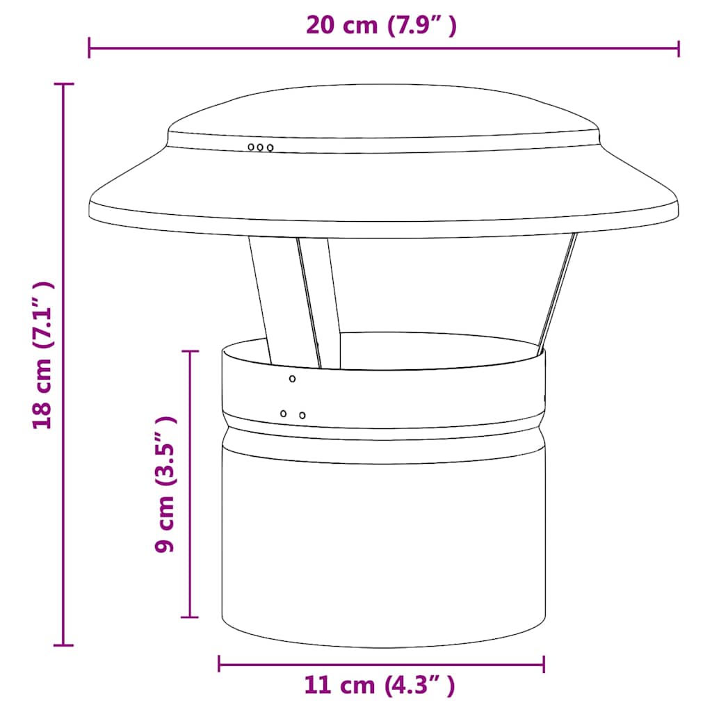 Κάλυμμα Βροχής Καμινάδας Ασημί 20 x 20 x 18 εκ.