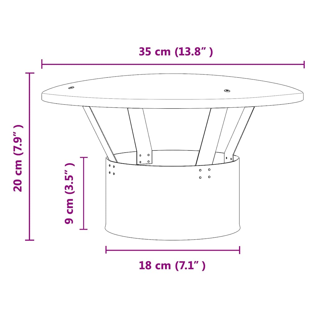 Κάλυμμα Βροχής Καμινάδας Ασημί 35 x 35 x 20 εκ