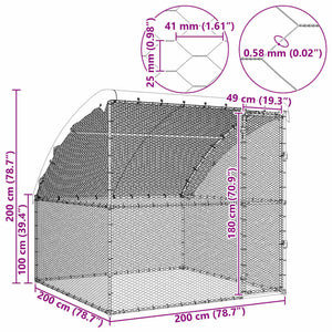 Κλουβί για κότες Ασημί 2 x 2 x 2 m Επικαλυμμένος Χάλυβας - Pakobazaar