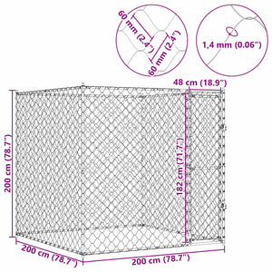 Κλουβί σκύλου Ασημί 200 x 200 x 200 cm Επικαλυμμένος Χάλυβας
