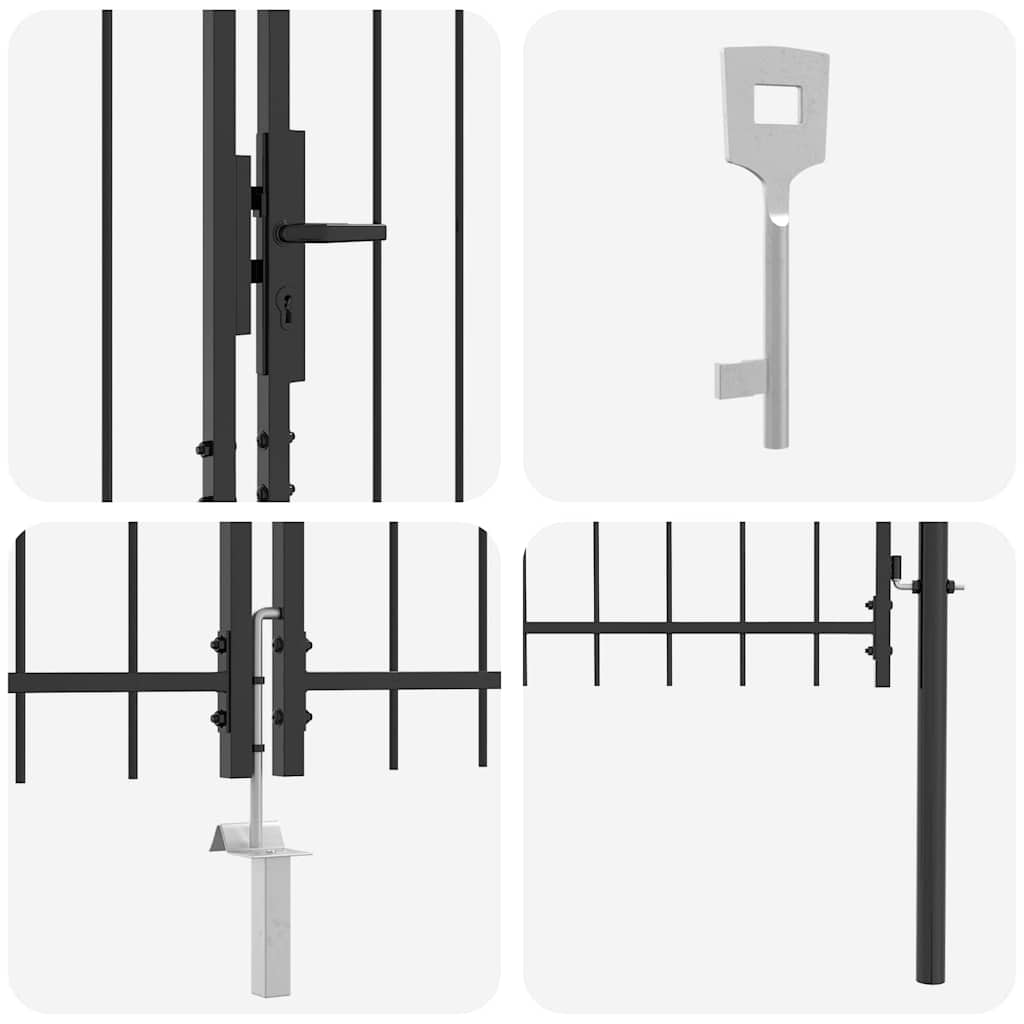 Διπλή Πύλη με κλειδαριά Γκρι 299,5 x 224,5 εκ. Ατσάλι