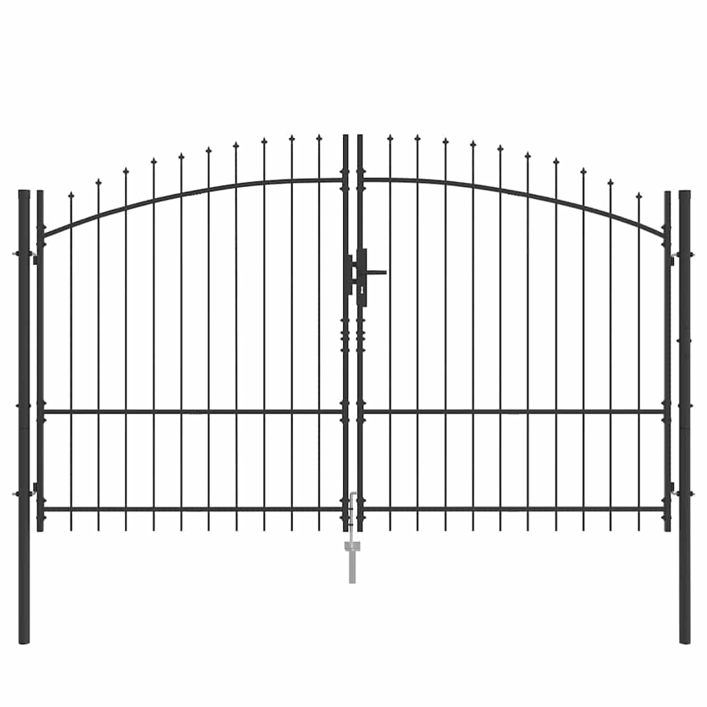 Διπλή Πύλη με κλειδαριά Γκρι 299,5 x 224,5 εκ. Ατσάλι