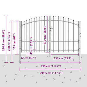 Διπλή Πύλη με κλειδαριά Woerden Γκρι 299,5 x 224,5 εκ. Ατσάλι - Pakobazaar