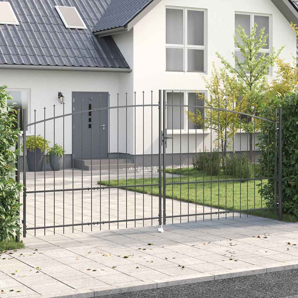 Διπλή Πύλη με κλειδαριά Woerden Γκρι 400 x 224,5 εκ. Ατσάλι - Pakobazaar