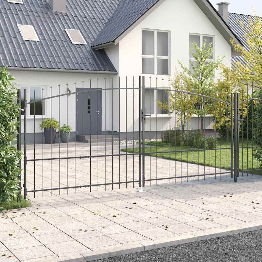 Διπλή Πύλη με κλειδαριά Woerden Γκρι 400 x 224,5 εκ. Ατσάλι - Pakobazaar