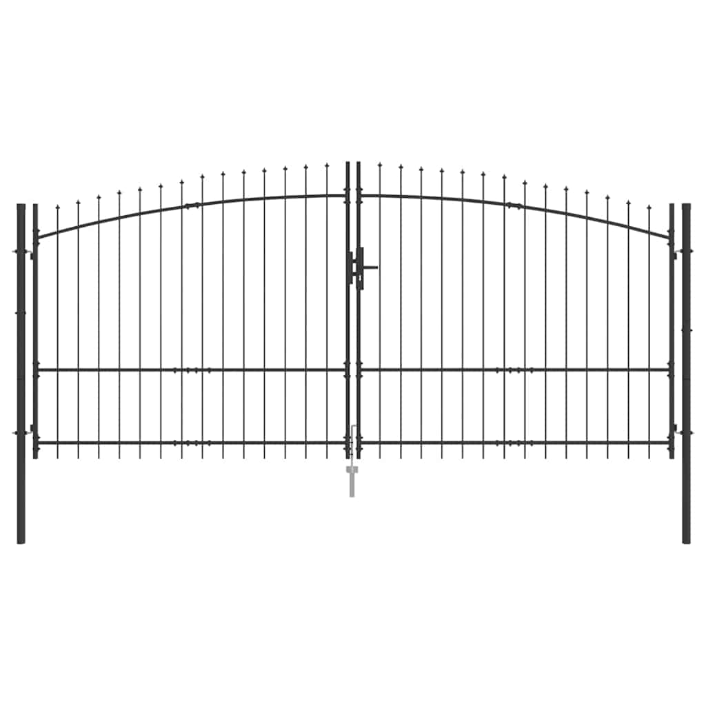 Διπλή Πύλη με κλειδαριά Woerden Γκρι 400 x 224,5 εκ. Ατσάλι - Pakobazaar