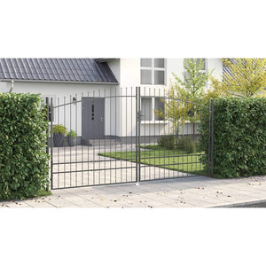Διπλή Πύλη με κλειδαριά Woerden Γκρι 400 x 249,5 εκ. Ατσάλι - Pakobazaar