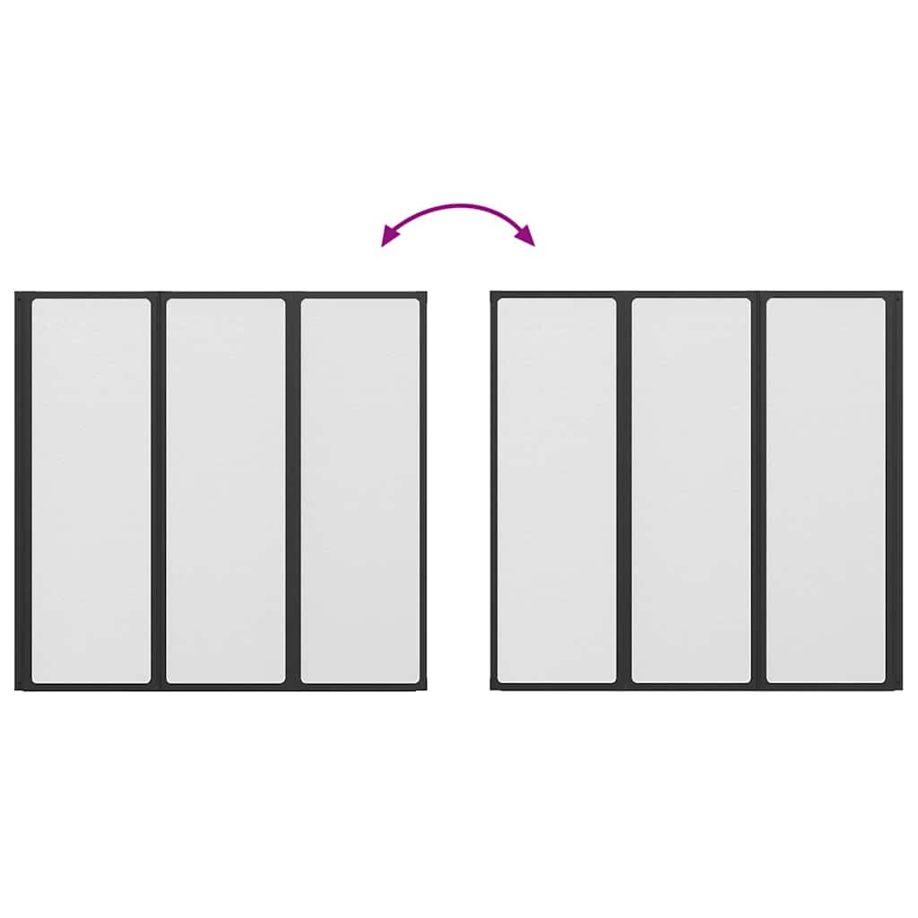Διαχωριστικό ντους Μαύρο 120 x 2 x 117 εκ Αλουμίνιο - Pakobazaar