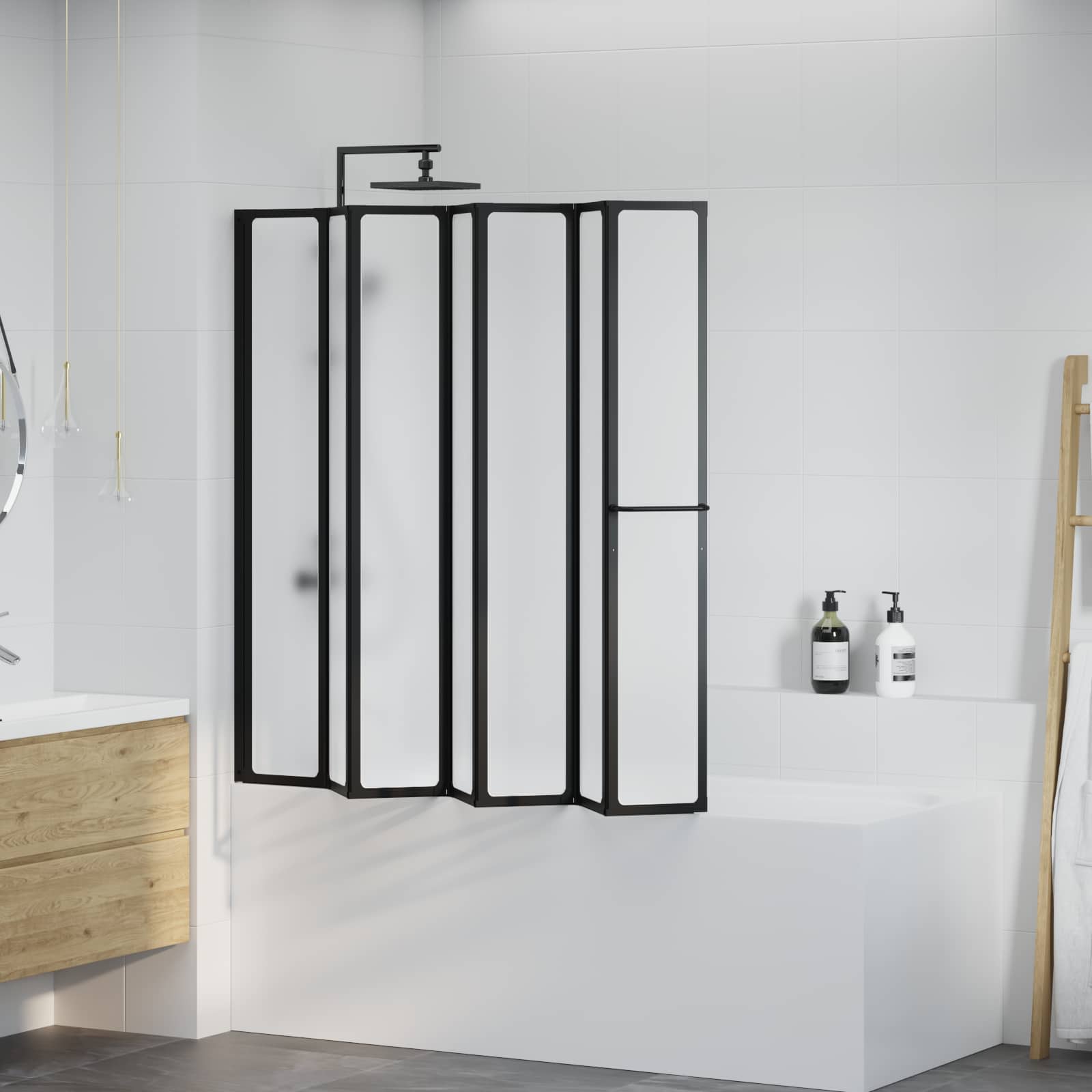 Διαχωριστικό ντους Μαύρο 168 x 140 εκ Αλουμίνιο