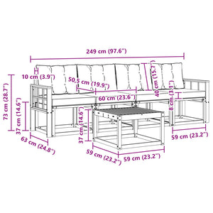 Σειρά Καναπέ Εξωτερικού με μαξιλάρι 5 pcs Φυσικό και Κρέμα - Pakobazaar