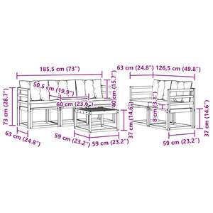 Σειρά Καναπέ Εξωτερικού 6 pcs Φυσικό και Ανοιχτό Γκρι - Pakobazaar