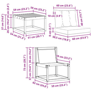 Σειρά Καναπέ Εξωτερικού με μαξιλάρι 6 pcs Φυσικό και Μαύρο - Pakobazaar