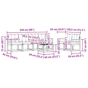 Σειρά Καναπέ Εξωτερικού με μαξιλάρι 7 pcs Φυσικό και Μπεζ - Pakobazaar