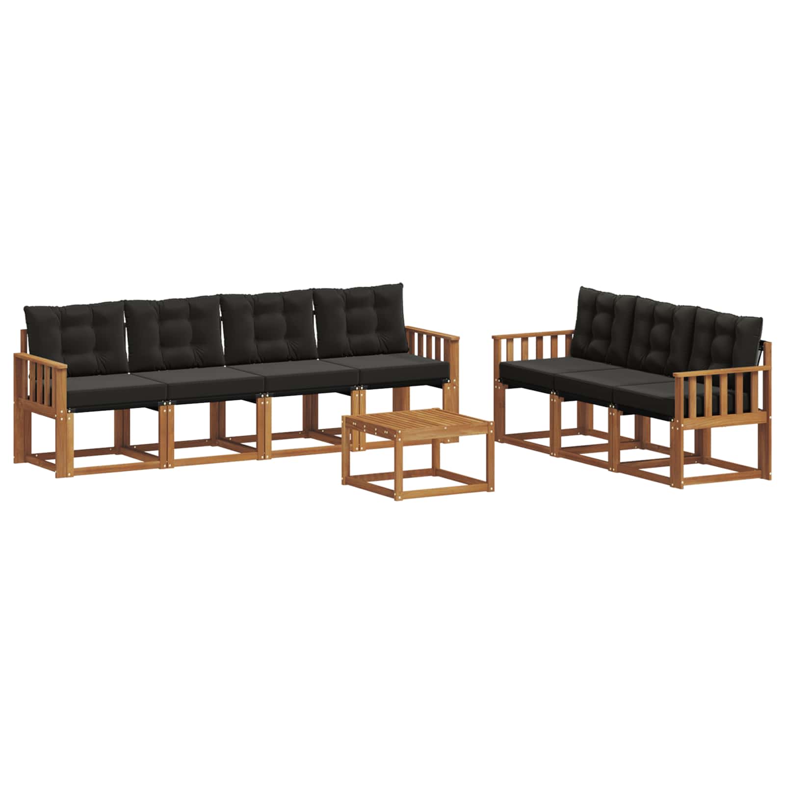 Σειρά Καναπέ Εξωτερικού με μαξιλάρι 8 pcs Φυσικό και Μαύρο - Pakobazaar