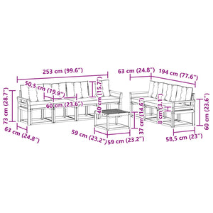 Σειρά Καναπέ Εξωτερικού με μαξιλάρι 8 pcs Φυσικό και Μαύρο - Pakobazaar
