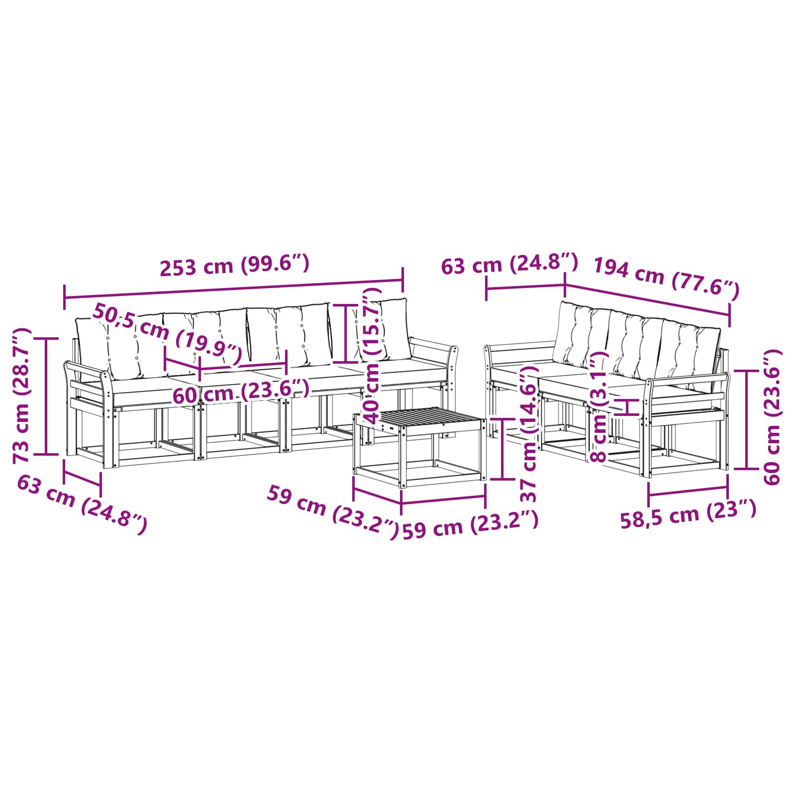 Σειρά Καναπέ Εξωτερικού με μαξιλάρι 8 pcs Φυσικό και Μπεζ - Pakobazaar