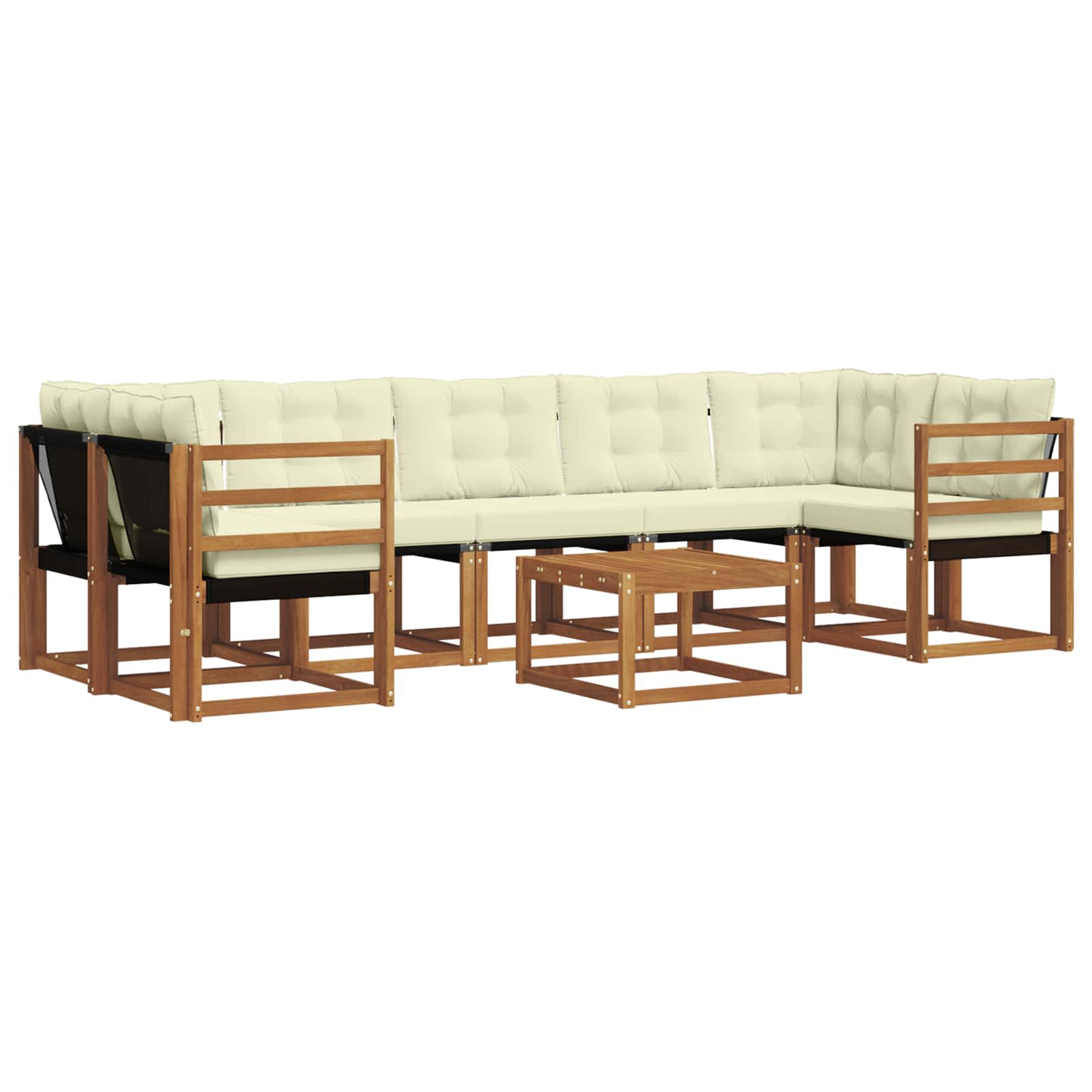 Σειρά Καναπέ Εξωτερικού με μαξιλάρι 8 pcs Φυσικό και Κρέμα - Pakobazaar