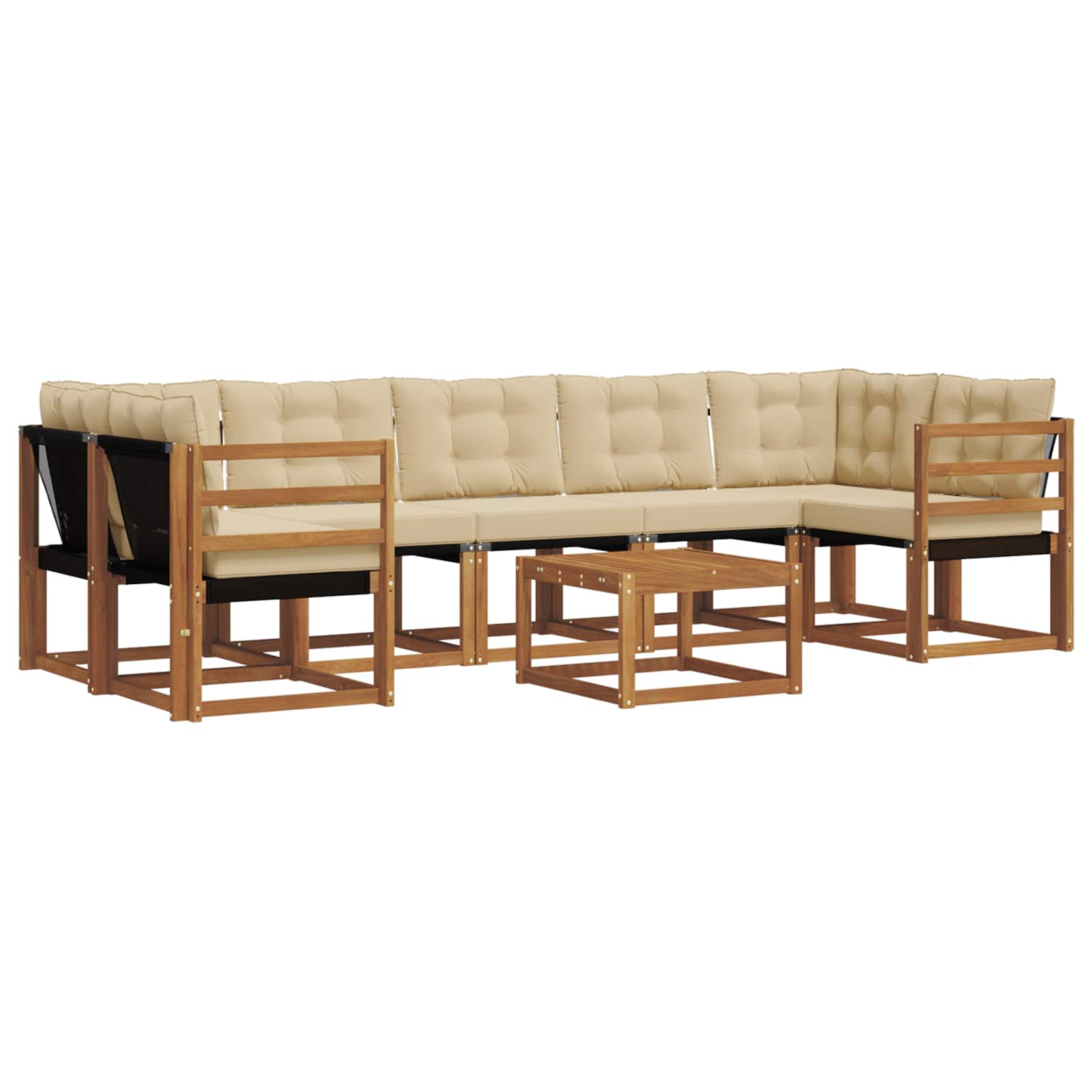 Σειρά Καναπέ Εξωτερικού με μαξιλάρι 8 pcs Φυσικό και Μπεζ - Pakobazaar