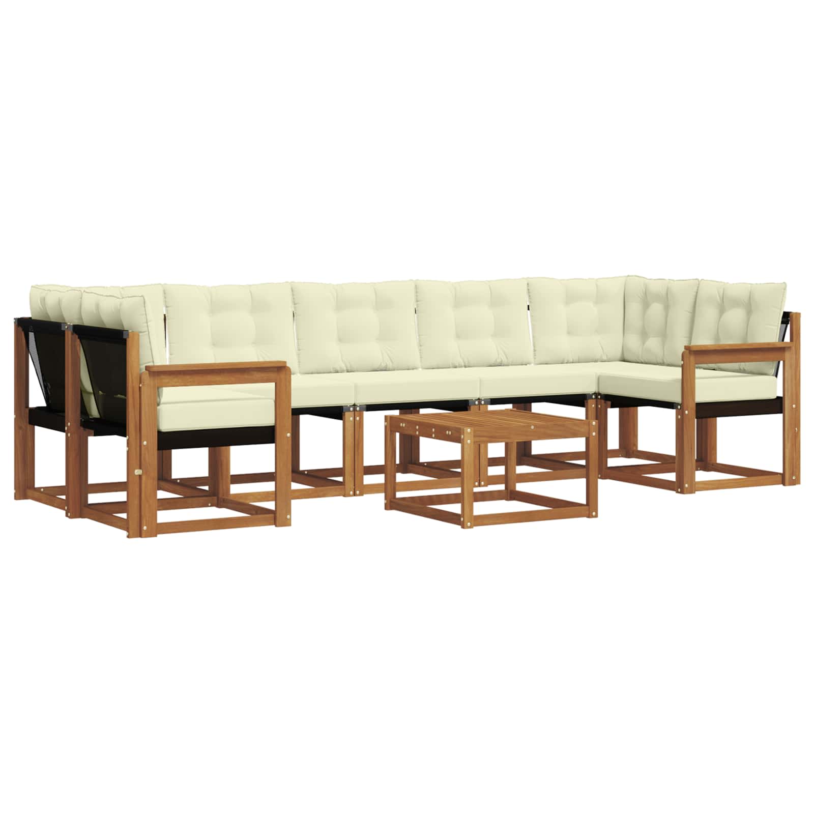 Σειρά Καναπέ Εξωτερικού με μαξιλάρι 8 pcs Φυσικό και Κρέμα - Pakobazaar