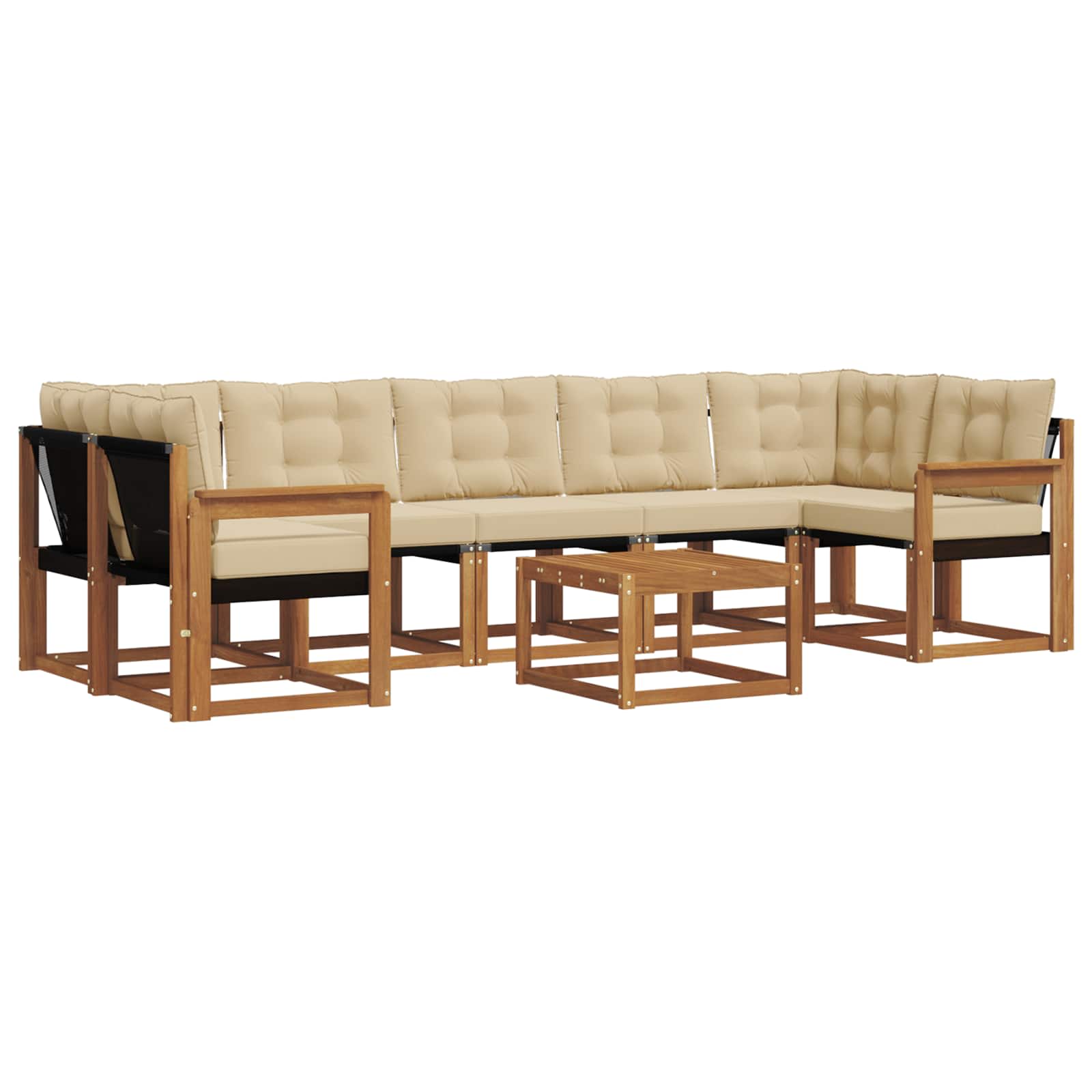 Σειρά Καναπέ Εξωτερικού με μαξιλάρι 8 pcs Φυσικό και Μπεζ - Pakobazaar