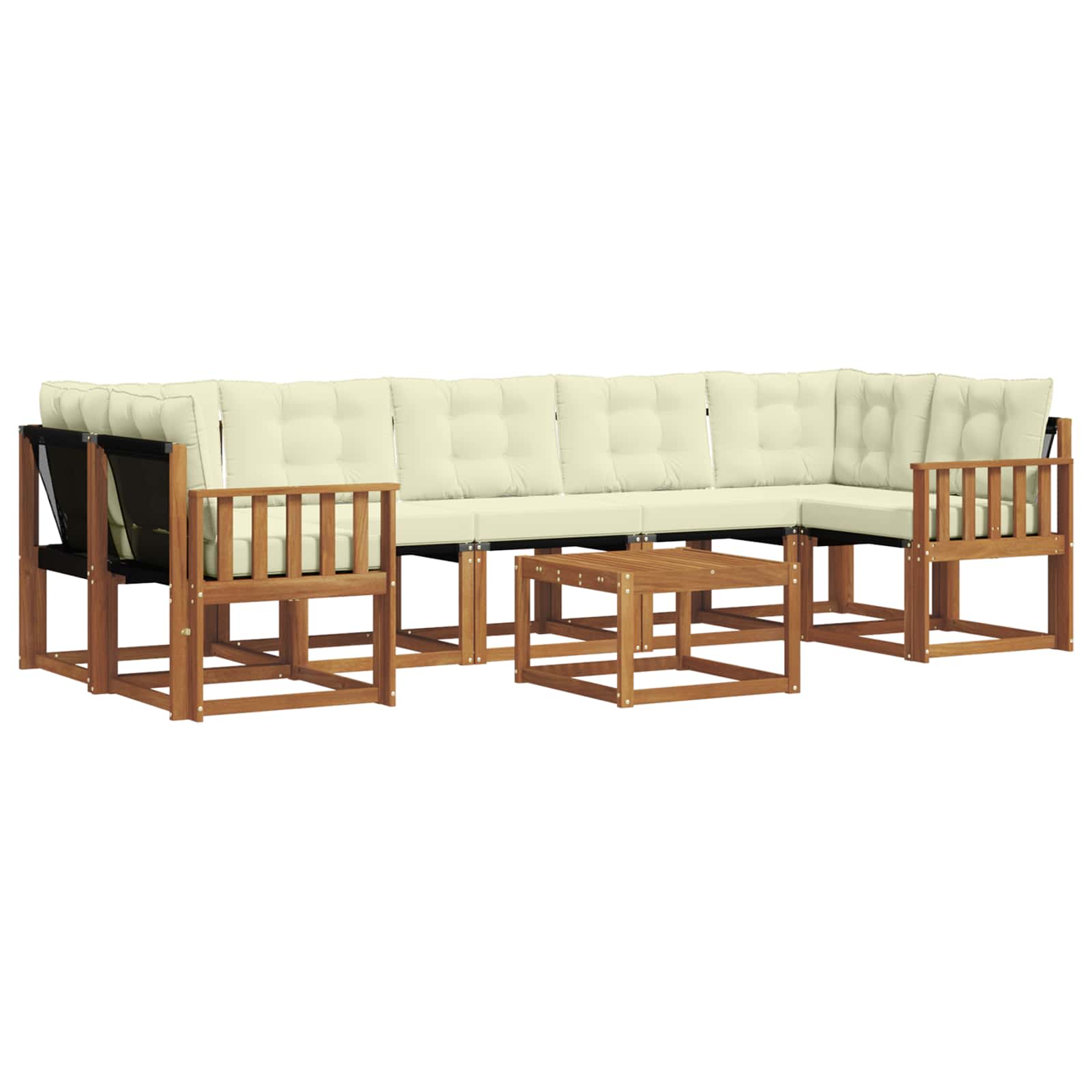 Σειρά Καναπέ Εξωτερικού με μαξιλάρι 8 pcs Φυσικό και Κρέμα - Pakobazaar