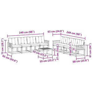 Σειρά Καναπέ Εξωτερικού με μαξιλάρι 9 pcs Φυσικό και Μαύρο - Pakobazaar