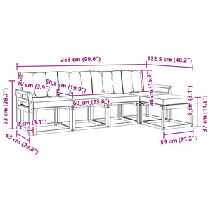 Σειρά Καναπέ Εξωτερικού με μαξιλάρι 5 pcs Φυσικό και Μπεζ - Pakobazaar