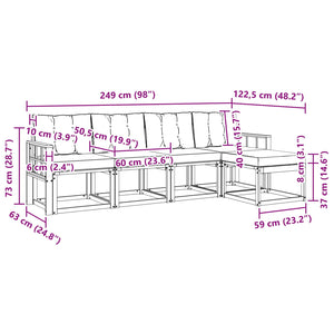 Σειρά Καναπέ Εξωτερικού με μαξιλάρι 5 pcs Φυσικό και Μαύρο - Pakobazaar