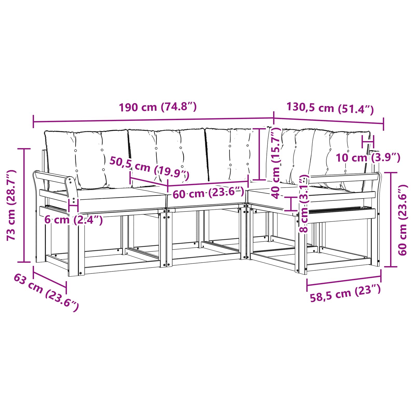 Σειρά Καναπέ Εξωτερικού με μαξιλάρι 4 pcs Φυσικό και Κρέμα - Pakobazaar