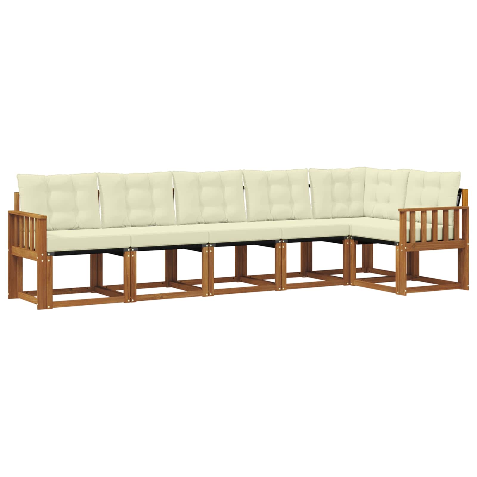 Σειρά Καναπέ Εξωτερικού με μαξιλάρι 6 pcs Φυσικό και Κρέμα - Pakobazaar