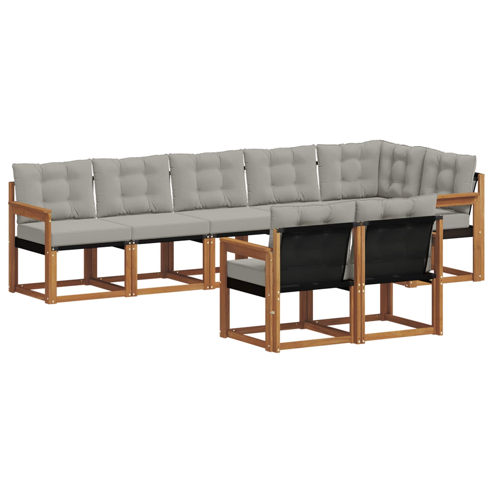 Σειρά Καναπέ Εξωτερικού 8 pcs Φυσικό και Ανοιχτό Γκρι - Pakobazaar
